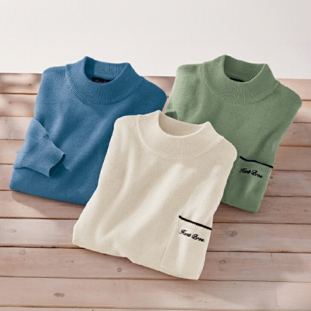 ハイネック セーター 3色組 ウール混 メンズ ニット ブルー ベージュ グリーン ケントブロス Mサイズ