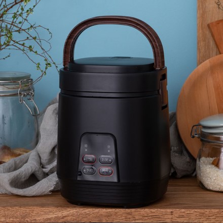 アルコレ ミニライスクッカー コンパクト 半合炊き 2合炊き 一人暮らし タイマー機能付き 管理栄養士監修レシピ付き　ARC-T2001 ブラック