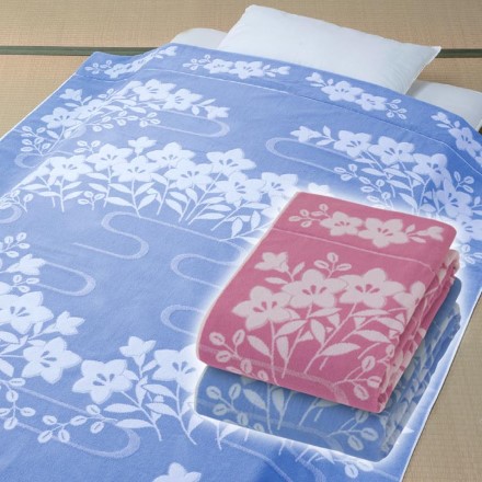 今治産桔梗柄ボリュームタオルケット ブルー　140×190cm