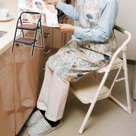 ステップチェア 2段 踏み台 ダークブラウン