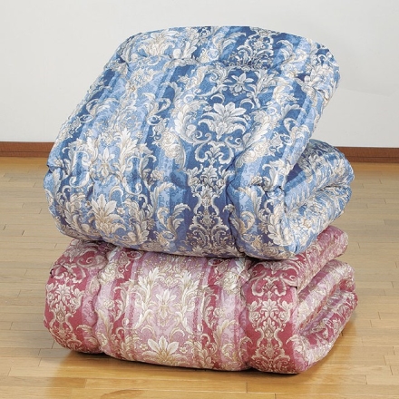 羽毛タッチ高級掛布団 オーナメント柄 シングル ピンク・ブルー2色組 日本製 抗菌防臭加工