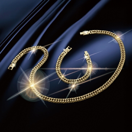 天然ダイヤ＆純金 チタン 磁気ブレスレット 日本製 Mサイズ