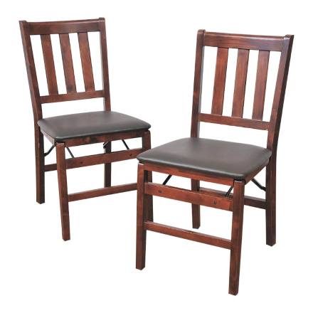 天然木 折りたたみ式 ダイニングチェア 2脚組 ダークブラウン