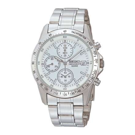 SEIKO セイコー クロノグラフ 海外モデル SZER007 ホワイト 逆輸入 ﾎﾜｲﾄ文字盤 40mm 10気圧防水 1/20秒計 シンプル メンズ ムーブメント日本製 クォーツ ビジネス スポーツ