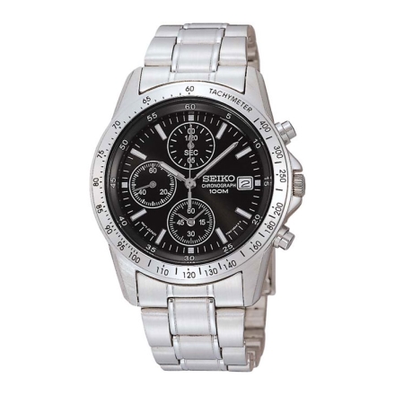 SEIKO セイコー クロノグラフ 海外モデル SZER009 ブラック 逆輸入 ブラック文字盤 40mm 10気圧防水 1/20秒計 シンプル メンズ ムーブメント日本製 クォーツ ビジネス スポーツ