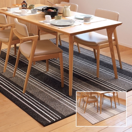 撥水ダイニングラグ 220×250cm ブラウン