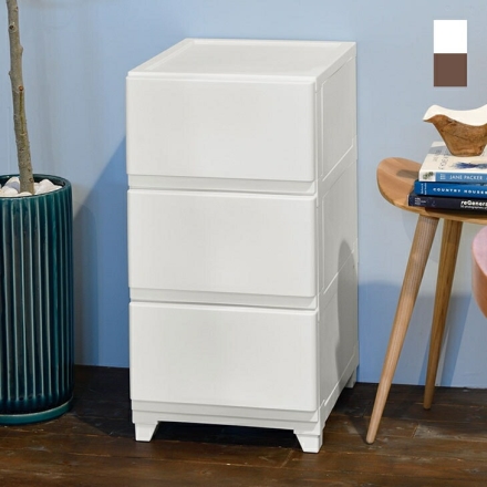 スリムチェスト 3段 側面化粧仕上げ 収納ボックス 衣装ケース ホワイト