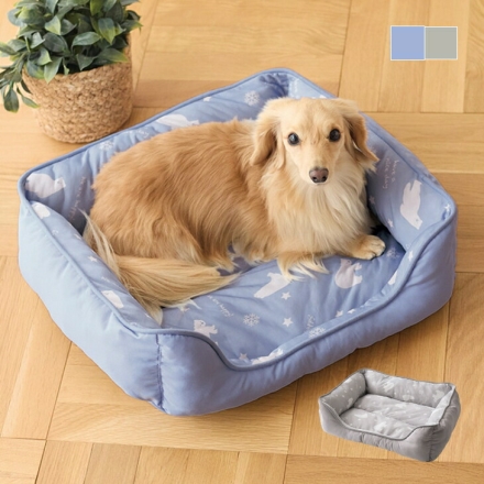 ペットベッド リバーシブル 「白くま」 52×44cm 接触冷感 ブルーラベンダー