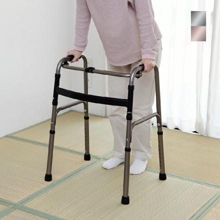 歩行器 折りたたみ 立ち上がりサポート 歩行 介護 リハビリ 高さ調整 耐荷重90Kg ブロンズ