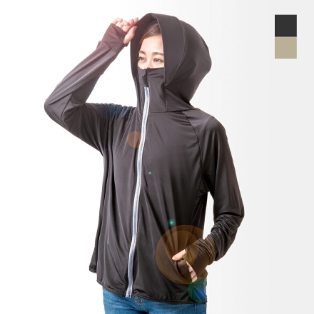 UVプロテクトパーカー ひんやり 水陸両用 接触冷感 日焼け防止 紫外線対策 ブラック M