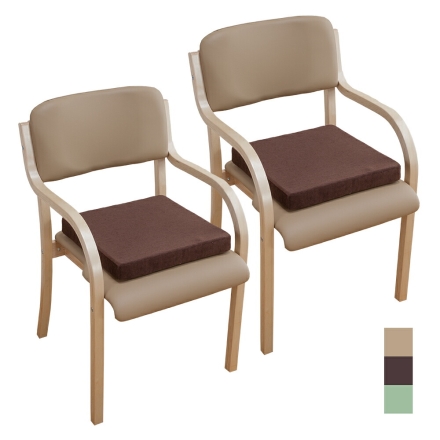日本製 立ち座りサポート ダイニングチェア ２脚セット 完成品 低反発クッション付き ベージュ