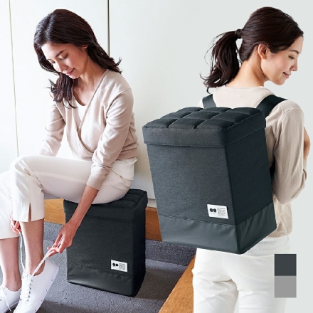 座れる玄関 防災バッグ 防災リュック スツール 持ち出しリュック COGIT グレー