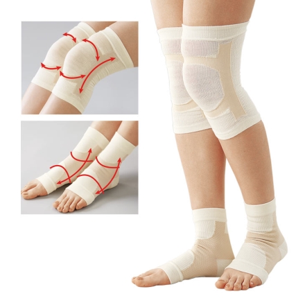 日本製 シルクテーピングサポーター 関節 サポート ひざ用2足4枚組