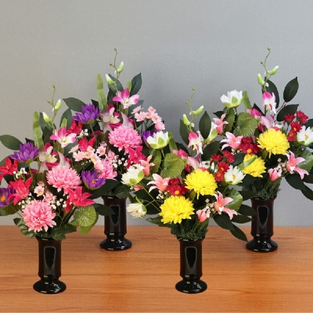 花器付きハスのアレンジ仏花 同色2個組 ワイン系