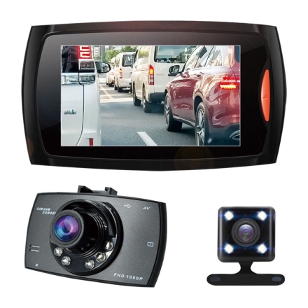 リアカメラ搭載 ドライブレコーダー ドラレコ 前後2カメラ 工事不要 録画機能 簡単取り付け