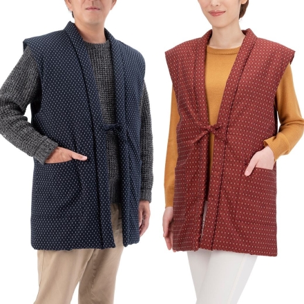 久留米織わた入り ふっくら ちゃんちゃんこ レディース エンジ