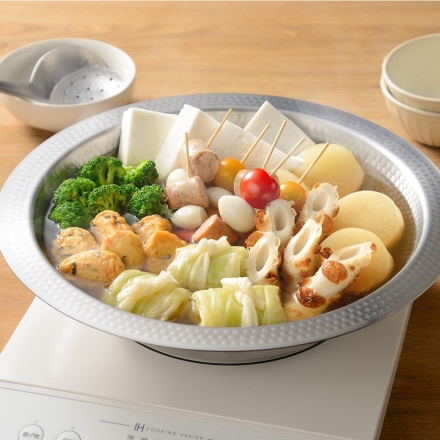 よせしゃぶ鍋 30cm 蒸し器付き ステンレス IH対応