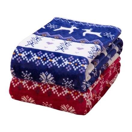 ノルディック フランネル毛布 2色組 ワイン・ネイビー