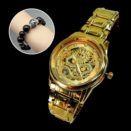 黄金龍腕時計（龍神ブレスレット付き）