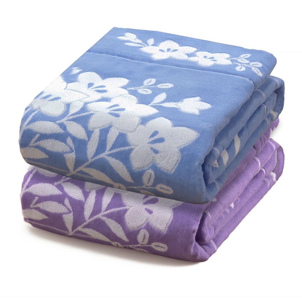 今治産 桔梗柄ワイドボリュームタオルケット 2色組 タオルケット 桔梗柄 和柄 厚手 オールシーズン 通年