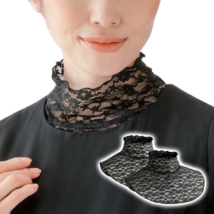 フォーマルネックカバー2枚組 ネックカバー 簡単 付け襟 フォーマル レース ハイネック