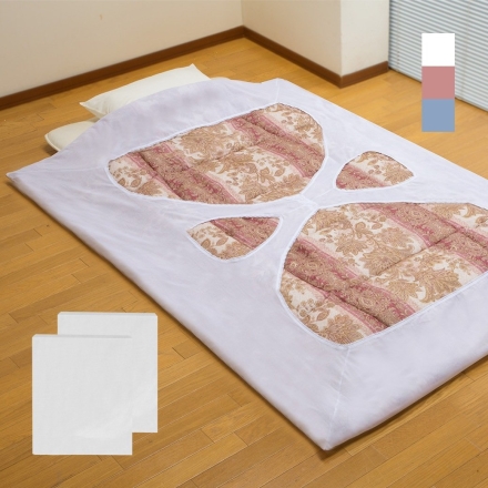 らくらくクローバー型掛布団カバー 同色 2枚組 着脱簡単 出し入れ かんたん 掛け布団カバー シングル