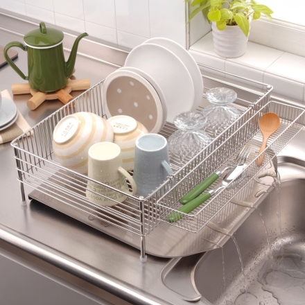 ラバーゼ 水切りかご大(縦置きタイプ)3点セット 水切りラック キッチン 水切りかご シンク 上 日本製 燕三条