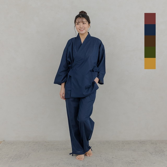 作務衣上下セット 部屋着 ルームウェア リラックス 和風ウェア 和風ユニフォーム 和風制服 濃紺LL