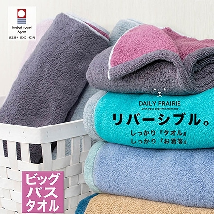 ビッグ バスタオル 今治 タオル DAILY PRAIRIE リバーシブル グレー/ターコイズ