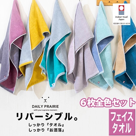 フェイスタオル 6枚 セット 今治 タオル DAILY PRAIRIE リバーシブル 全色