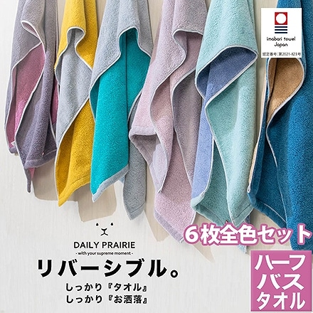 ハーフ バスタオル 6枚 セット 今治 タオル DAILY PRAIRIE リバーシブル 全色