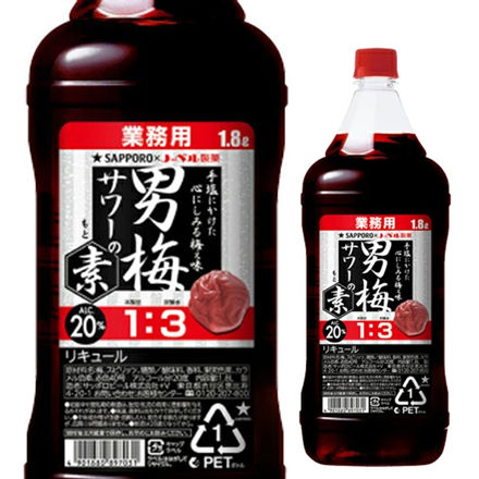 サッポロ 男梅サワーの素 20度 1800ml×6本 梅酒 男梅の酒 AIB