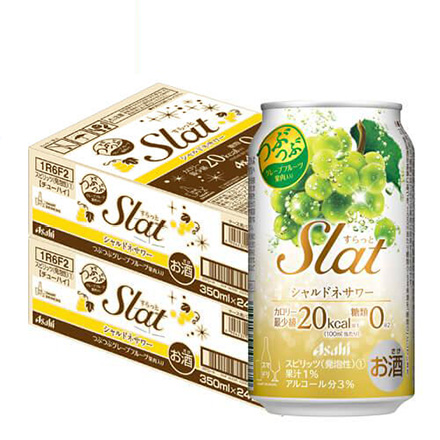 アサヒ Slat すらっと シャルドネサワー 350ml缶×2ケース（48缶） 長S