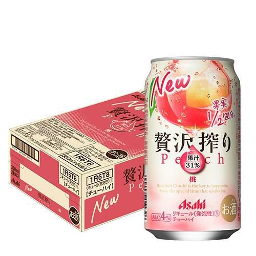 アサヒ 贅沢搾り 桃 1ケース(350ml×24本) サワー チューハイ まるかじりチューハイ 果実1／2房分 果汁31％ 人工甘味料無添加 Asahi 長S