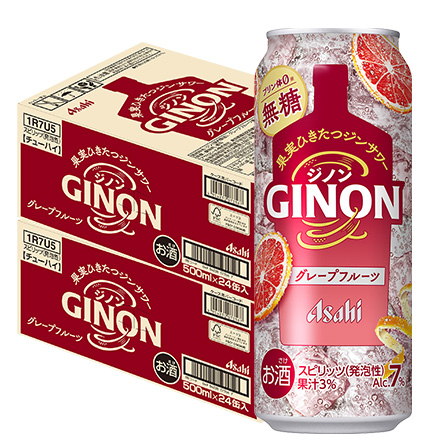 アサヒ GINON ジノン 無糖 グレープフルーツ 500ml×48本 2ケース 長S