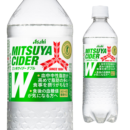 アサヒ 三ツ矢サイダーW（ダブル）485ml×24本 PET 特定保健用食品 特保 ミツヤ GLY
