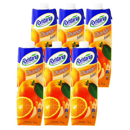 オレンジジュース 100% 紙パック 業務用 1000ml×6本 1L フォンタナ 大容量 濃縮還元 賞味期限2026.6.19
