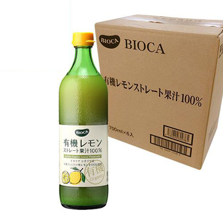 ビオカ 有機レモン ストレート果汁100％ 700ml×6本 有機JAS 国内充填 カワタキ