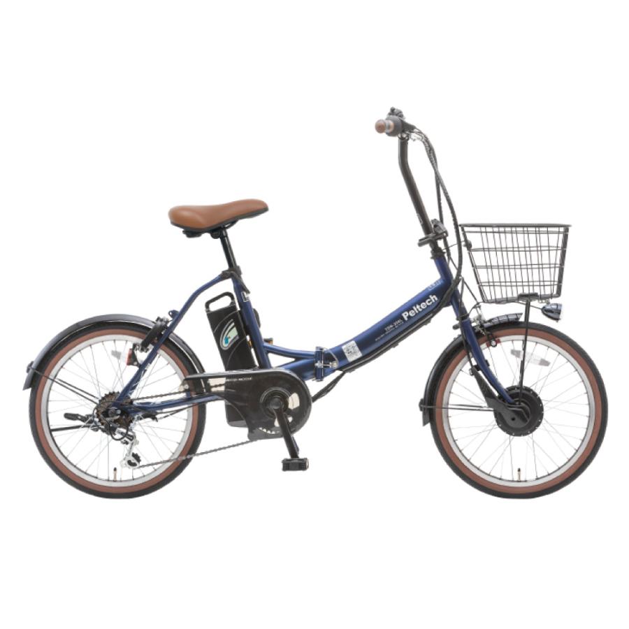 ペルテック 電動自転車 20型 折り畳み電動アシスト 外装6段 TDN-206L (12Ah) ネイビー
