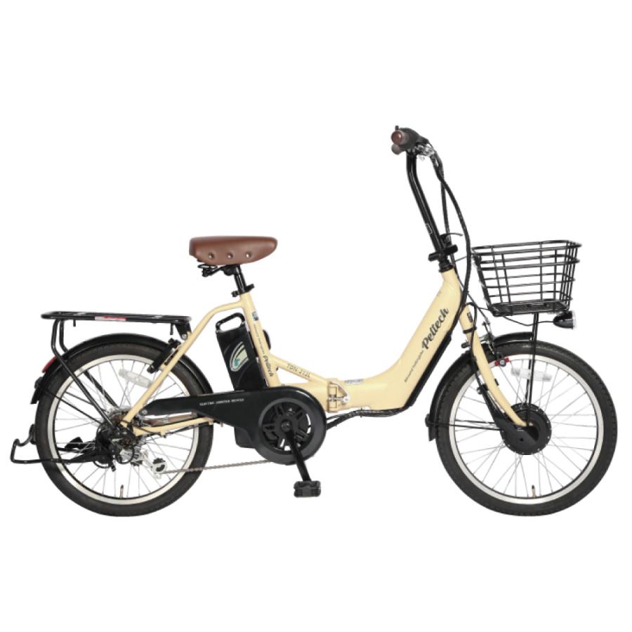 ペルテック 電動自転車 20型 折り畳み電動アシスト 外装6段 TDN-212L (12Ah) マットベージュ