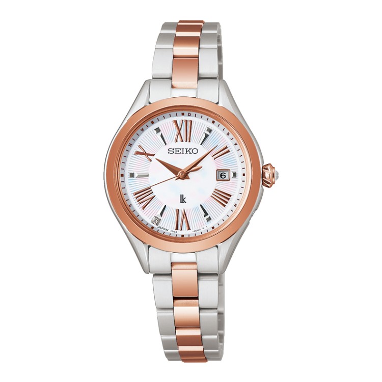 SEIKO セイコー LUKIA ルキア Grow SSQW096 レディース 腕時計 ソーラー電波 チタン 白蝶貝ダイヤル ピンクゴールド ツートン 日本製 金木犀
