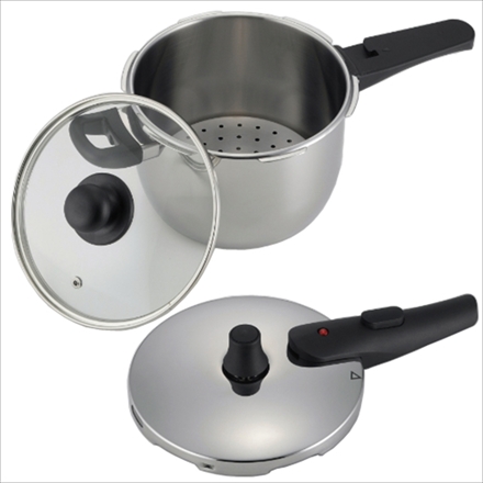 パール金属 普段使いの圧力鍋3L（ガラス蓋・目皿付） HB-5137