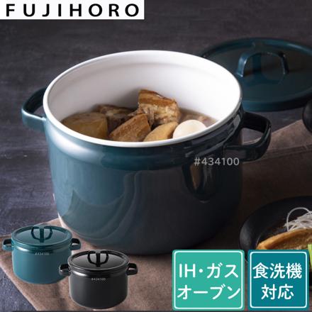 富士ホーロー 匠シリーズ 22cm 両手鍋 深型 鉄黒 TKM-22DW.BK