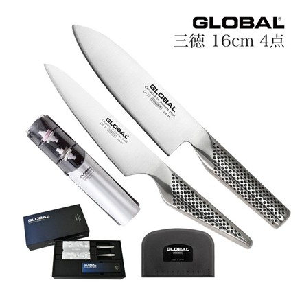 【包丁】グローバル 包丁 GBX-C573 おまかせセット 4点 [G-57/GS-03/GSS-02/GKW-01] 三徳/ペティ/シャープナー/スクレーパー