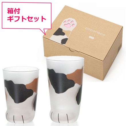 （ギフト箱入り）アデリア ここねこ 親子グラス 2種セット 親猫グラス ミケ 300ml＆子猫グラス ミケ 230ml