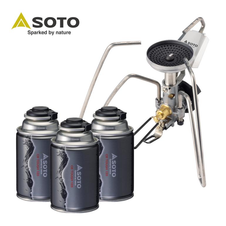 【ミニカセットガス3個付き】 SOTO ソト レギュレーターストーブ TriTrail ST-350 新富士バーナー シングルバーナー＆CB TOUGH 125 ST-711 ×3個