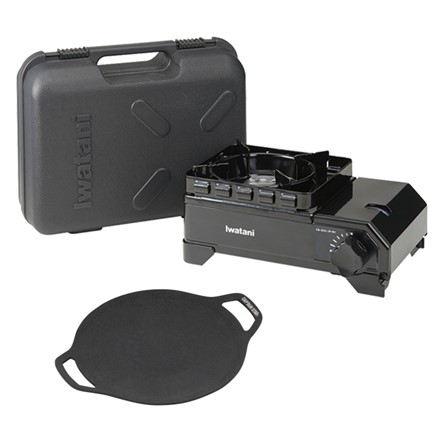 イワタニ カセットフー タフまるJr. ブラック CB‐ODX‐JR-BK+ラウンド グリルプレート 20cm UG-1591 セット