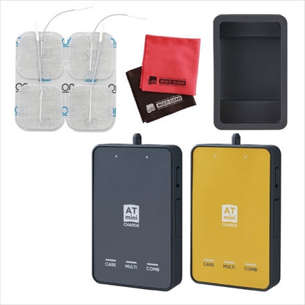 伊藤超短波 ATミニ チャージ イエローゴールド ＆ 粘着パッドM 50×50mm 4枚 ＆ CHARGEケース 3点セット (001278＋011178＋013050)