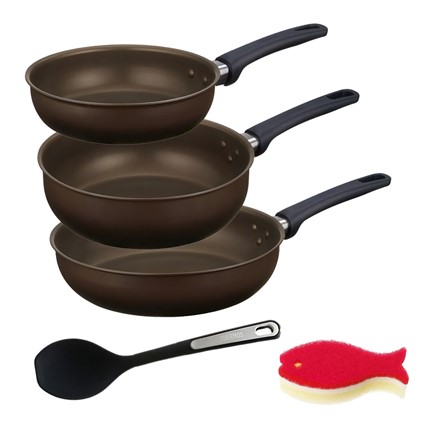 サーモス フライパン 20cm 26cm 24cm深型 ＆ スプーン・スポンジ付き ガス火専用 デュラブルコート KFL-020 KFL-026 KFL-024D