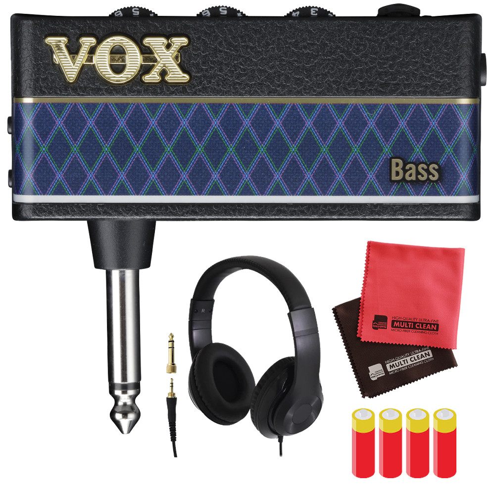VOX (ヴォックス) ヘッドホンアンプ amPlug3 BASS＆ヘッドホン＆マイクロファイバークロス＆単4電池セット